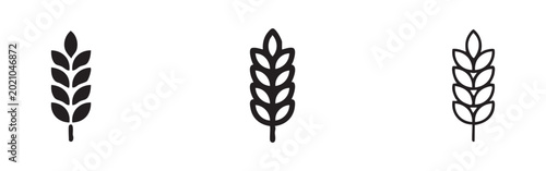 Foto Wheat stalk icon in solid, doodle, and outline styles, symbolizing agriculture, harvest, and staple food