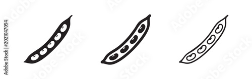 Obraz na płótnie Bean pod with seeds icon set, leguminous vegetable symbol, healthy food sign for various bean types