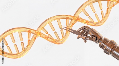 Golden DNA Hologram Modification On White Background