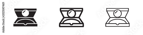 Three styles of contact lens case icons on white background