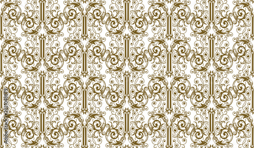 Seamless pattern of golden vintage decorative design elements, vector background, wallpaper, paper