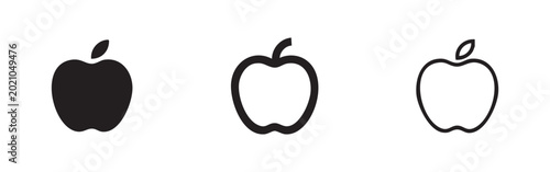 Quadro su tela Apple Fruit Vector Icons Set in Solid and Outline Style