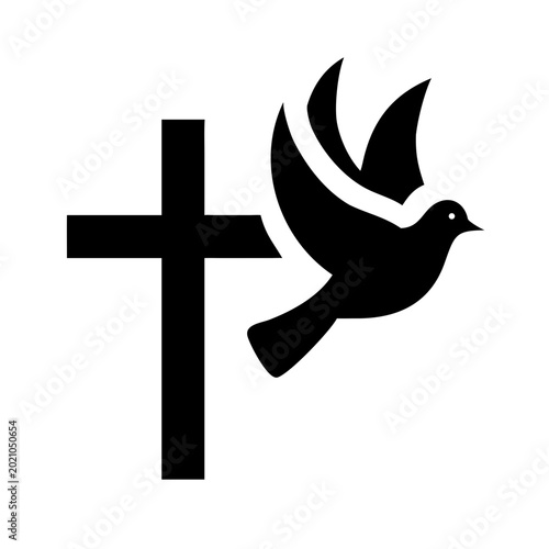 Fotografija Dove on peace and cross isolated religion symbol