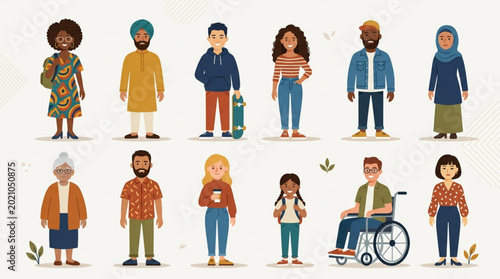 Bild auf Leinwand Diverse Group of People Standing Together Representing Unity and Inclusion
