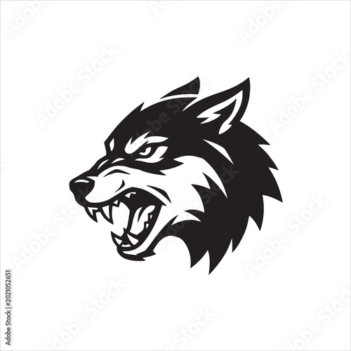 Bild auf Leinwand Growling wolf head snarl teeth