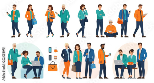 Diverse Group of People in Casual and Business Attire.