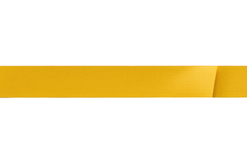 Golden yellow paper banner strip on transparent background with folded corner for design elements and text