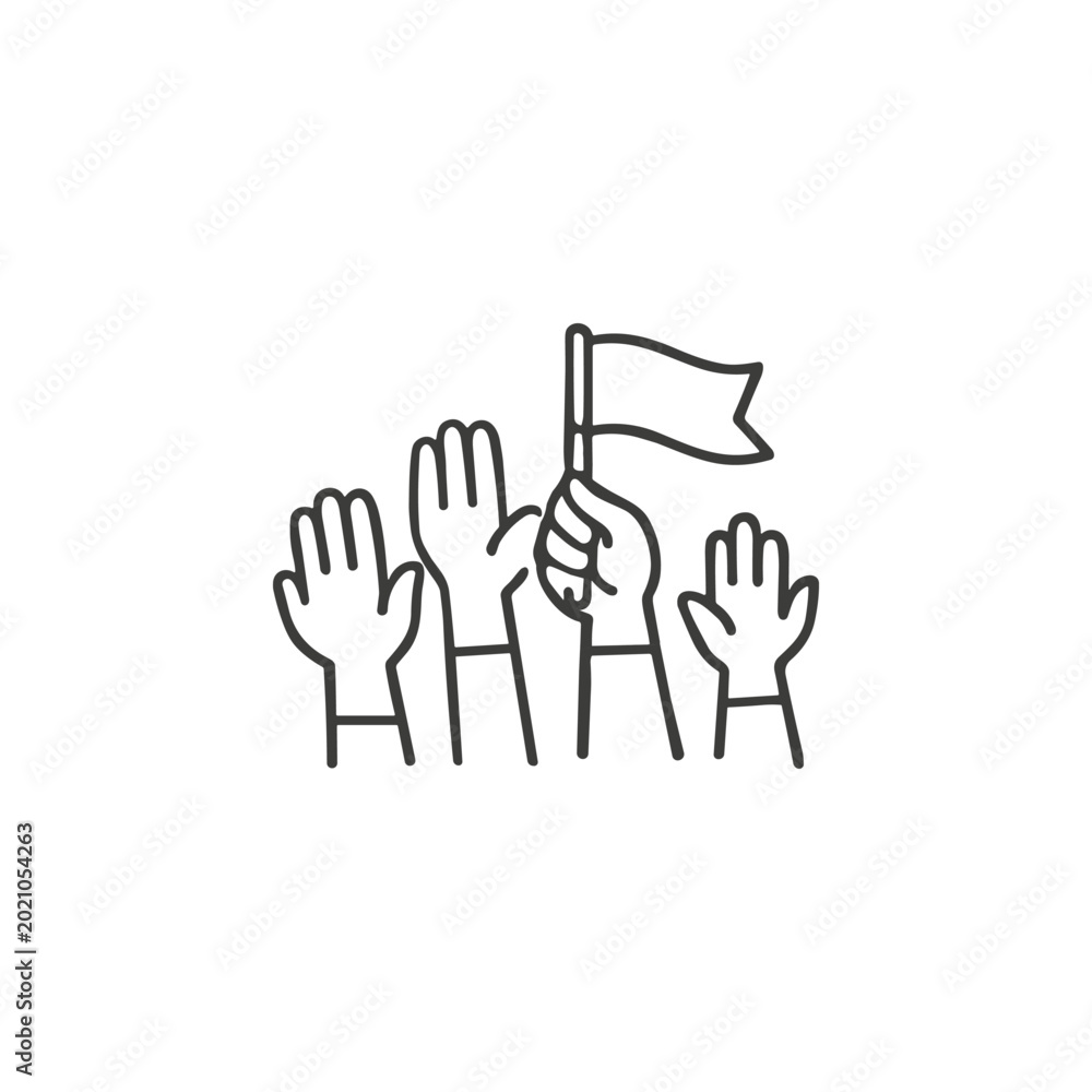 Fototapeta premium Raised Hands Holding Flag Vector