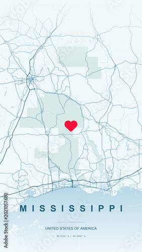 Photos Modern minimalist vector map of Mississippi, USA