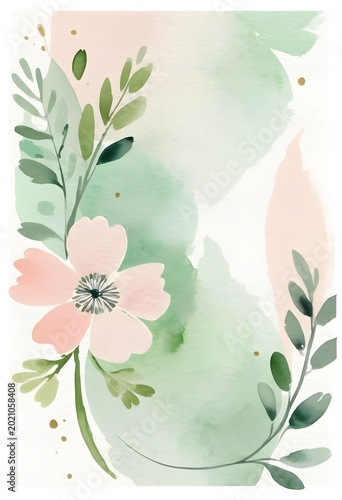 Elegant Watercolor Floral Frames and Botanical Background Collection, Wedding Invitations, Feminine Branding