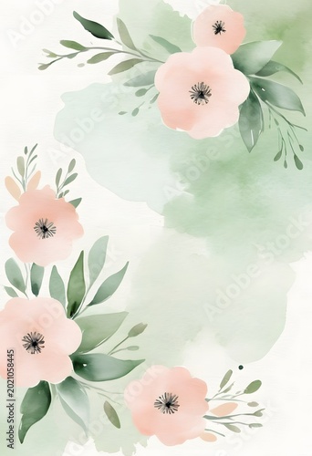 Elegant Watercolor Floral Frames and Botanical Background Collection, Wedding Invitations, Feminine Branding