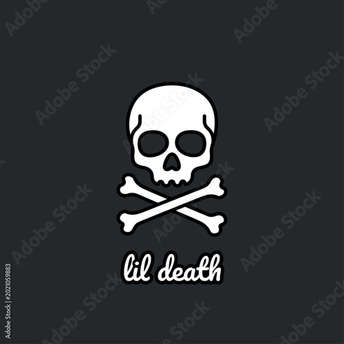 Schilderij op canvas cartoon jolly roger skull & crossbones - pirate flag lil death tattoo