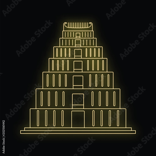 Fotografía Ziggurat structure presenting ancient mesopotamian architecture glowing in outli