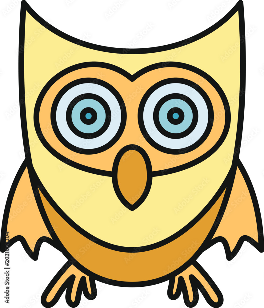 Fototapeta premium Cute cartoon owl drawing representing wisdom and education