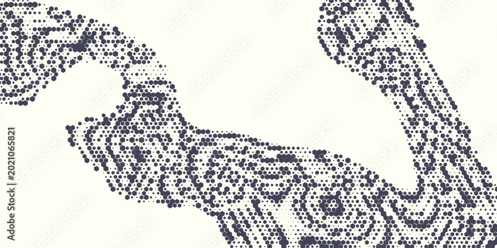 Fototapeta premium Hexagon Shapes Vector Abstract Geometric Technology Oscillation Wave Isolated on Light Background. Halftone Hex Retro Simple Pattern. Minimal 80s Style Dynamic Tech Wallpaper