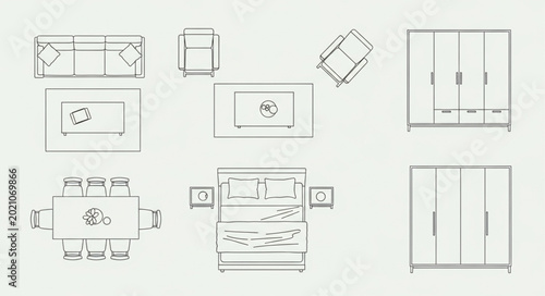 Bild auf Leinwand Architectural Drawings of Furniture and Fixtures.