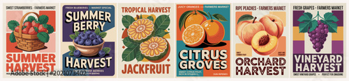 Foto Vintage fruit harvest posters, rich in color and texture
