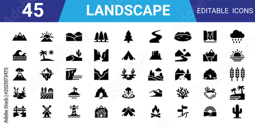 Cuadro en lienzo landscape solid icon set