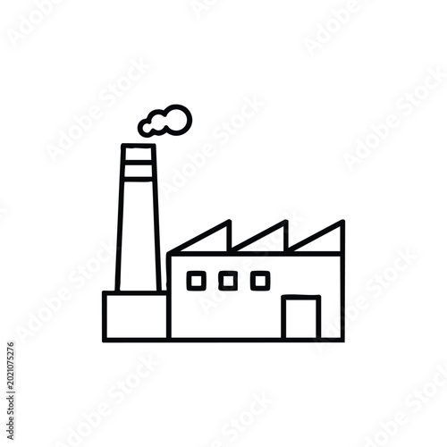 Black and white vector factory icon for metal and rebar industry production plant illustration