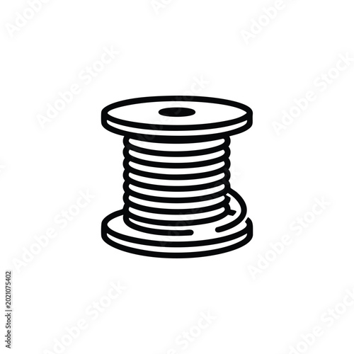 Black and white vector spool of metal wire for construction and reinforcement illustration