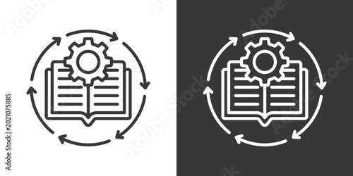 Photos Learning Process Icon Set Vector Collection Isolated In Black And White