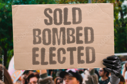 Photos "Sold Bombed Elected" Rivers sold to industry civilians bombed and voters sold out form one pattern
