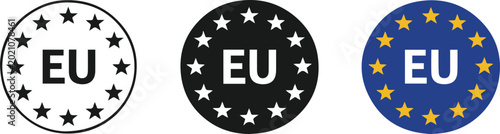 Bild auf Leinwand Set of European union flag circle icons with stars and EU letters