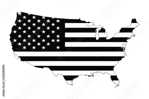 Usa map silhouette with american flag pattern