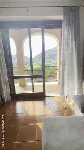 Morning Breeze Through Open Terrace Curtains

