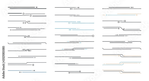 Collection of abstract horizontal lines and shapes for design elements.