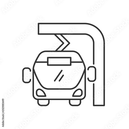 Valokuva Electric bus en route charging linear icon