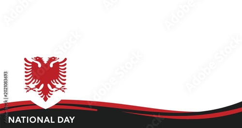 Bild auf Leinwand Red double-headed eagle emblem on white with red and black waves