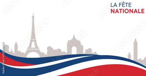 Photos Illustration of the French National Day celebration with iconic Parisian landmar
