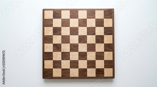 Classic Wooden Chessboard with Natural Grain Finish for Strategic Board Game Play and Hobby Display