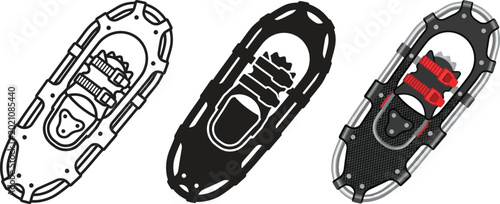 Canvastavla Collection of snowshoe illustrations featuring line art solid and detailed style
