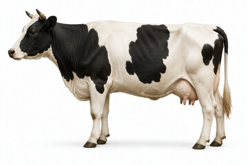 animal cow on a white background close-up, empty space for text, template, photo background, layout, banner