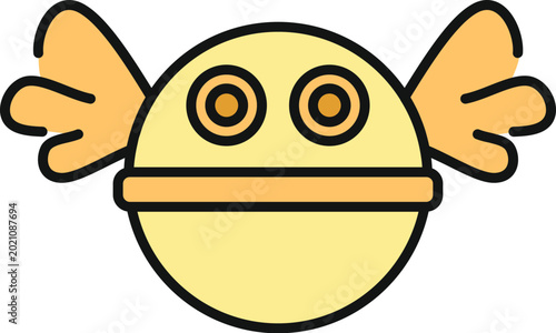 Quadro su tela Golden snitch symbol flying with wings and eyes, representing magic and fantasy