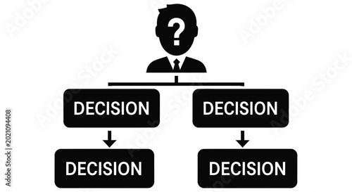 Tableau sur toile A man contemplating a branching decision tree with multiple choices