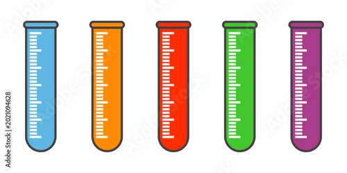 Illustration of a laboratory measuring cylinder, designed in a flat style. Simple design of a laboratory measuring cylinder. Science icon.	
