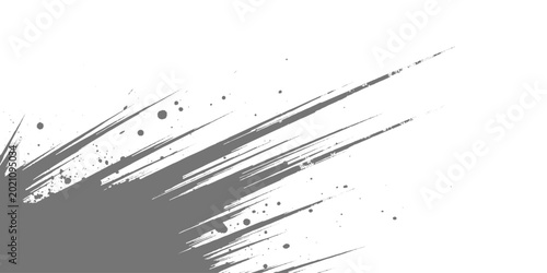Dynamic black ink streaks slashing diagonally across a white background, with splatter accents and a bold, abstract, high-energy brushstroke style vector design.	
