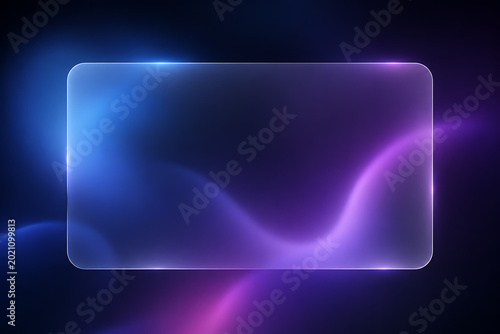 Premium Glassmorphism Template Futuristic Translucent Glass Banner with Soft Blue and Magenta Neon Gradients