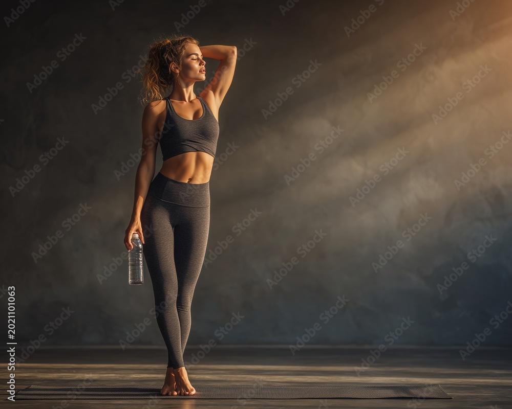 Fototapeta premium Healthy Fitness Lifestyle with Full Body Recovery Hydration and Mind Body Balance Training