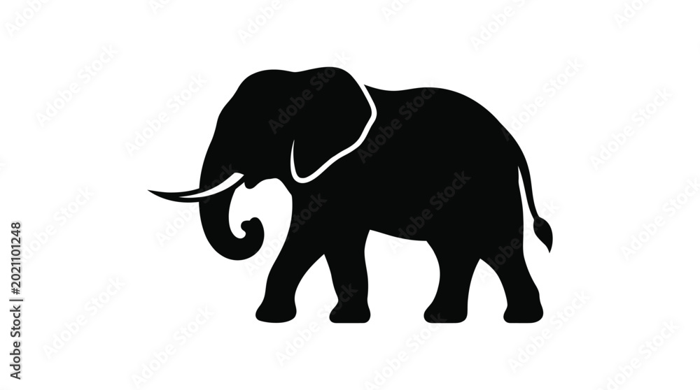 Fototapeta premium Elephant silhouette against a white background
