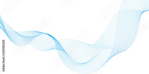  abstract vector blue wave melody lines on white background, digital technology abstract wave element for design, abstract vector blue wave melody lines on white background.