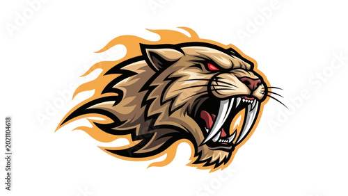 Photos Fierce saber toothed cat mascot design
