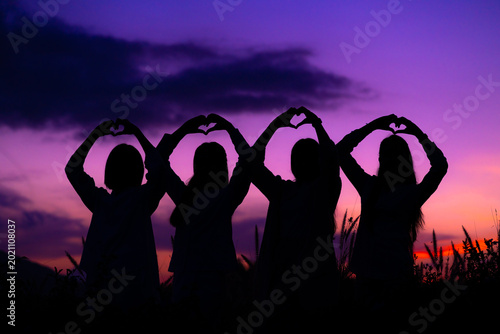 A silhouette image against the backdrop of an evening sky during sunset.