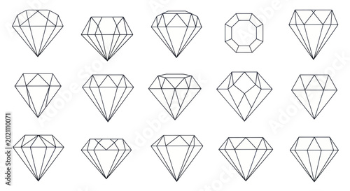 Foto Diamond Shapes Collection: Geometric Facets and Cuts for Jewelry Design