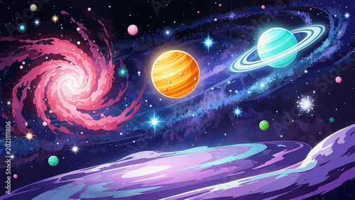 Spiral Galaxy with Planets
