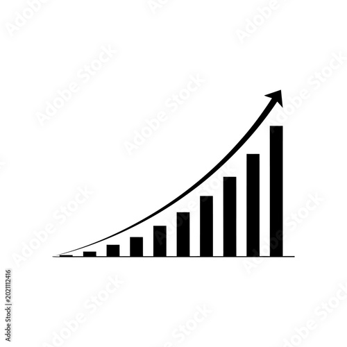 Upward Trend Bar Chart with Arrow, Growing Business Success and Financial Growth Concept