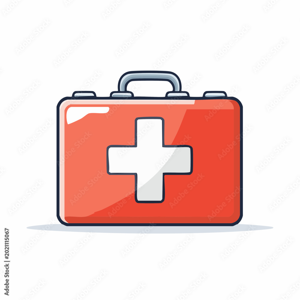 Fototapeta premium Red First Aid Kit with White Cross Symbol